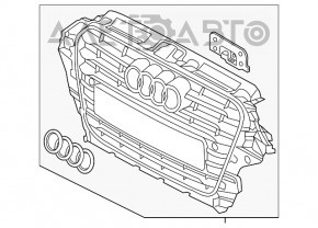 Grila bara fata dreapta Audi A3 8V 15-16 sub PTF nou original OEM