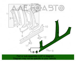 Bara caroserie centrală stânga Audi A3 8V 15-20 4d, 5d tăiată.