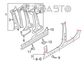 Bara caroserie centrală stânga Audi A3 8V 15-20 4 uși, 5 uși