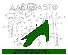 Aripa dreapta fata Audi A3 8V 15-20 4d cu suporturi, negru LY9T