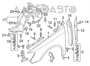 Aripa dreapta fata Audi A3 8V 15-20 4d cu suporturi, negru LY9T