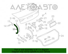 Capacul balamalei portbagajului stânga Audi A3 8V 15-20 4 uși, 5 uși negru