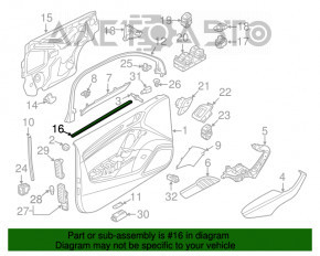 Garnitură de etanșare a geamului ușii din față dreapta interioară Audi A3 8V 15-20 4d, 5d