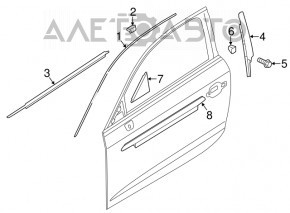 Накладка двери боковая передняя правая Audi A3 8V 15-20 4d, 5d чёрн глянец, царапины