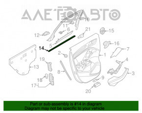 Garnitură de etanșare a geamului ușii din spate dreapta interioară Audi A3 8V 15-20 4d, 5d