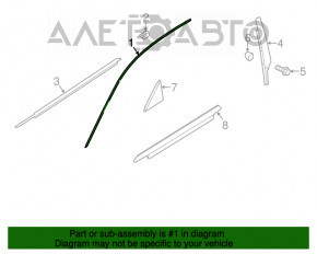 Moldura ușii spate dreapta superioară Audi A3 8V 15-20 4 uși, 5 uși crom