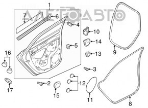 Уплотнитель двери задней левой Audi A3 8V 15-20 4d, 5d