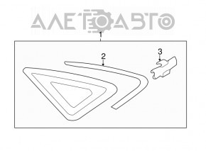 Geamul surd din spatele stânga Audi A3 8V 15-20 4 uși. 5 uși, crom