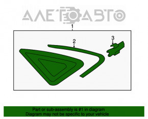 Geamul surd din spate dreapta pentru Audi A3 8V 15-20 4d, negru