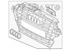 Grila radiatorului asamblată Audi A3 8V 15-16 Negru cu matriță cromată nouă neoriginală