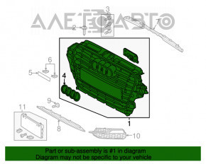 Grila radiatorului asamblată Audi A3 8V 15-16 negru mat