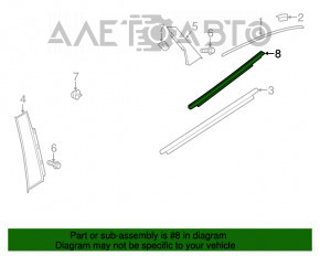 Moldură ușă-sticlă spate centrală stânga Audi A3 8V 15-20 4d,5d negru