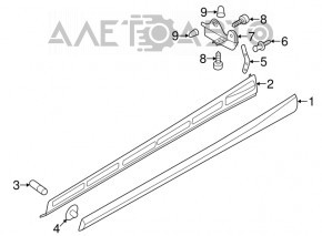 Порог с креплением в сборе левый Audi A3 8V 15-20 4d, 5d