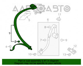 Centura de siguranță spate dreapta pentru Audi A3 8V 15-20, 4 uși, 5 uși, negru.