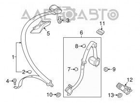 Centura de siguranță spate dreapta pentru Audi A3 8V 15-20, 4 uși, 5 uși, negru.