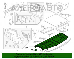 Полка задняя Audi A3 8V 15-20 4d черн, под сабвуфер