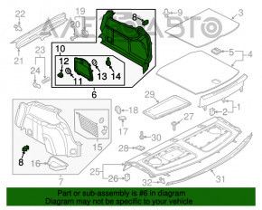 Capacul arcului drept Audi A3 8V 15-20 4 uși, 5 uși, fără airbag posterior, FWD, negru