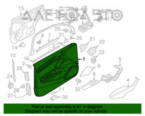 Обшивка двери карточка передняя левая Audi A3 8V 15-20 4d, 5d, черная, кожа, Bang and Olufsen