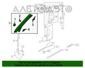 Накладка передней стойки верхняя левая Audi A3 8V 15-20 4d, 5d, черная