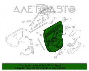 Capacul usii spate stanga Audi A3 8V 15-20 4d, 5d, negru, piele, Bang and Olufsen, cu tweeter, insertie din aluminiu.