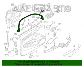 Cadru ușă interioară față stânga Audi A3 8V 15-20 negru