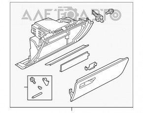 Перчаточный ящик, бардачок Audi A3 8V 15-20 4d черный, черная ручка