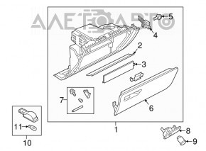 Перчаточный ящик, бардачок Audi A3 8V 15-20 4d черный, черная ручка