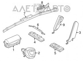 Perdeaua de aerbag lateral stânga pentru Audi A3 8V 15-20 4 uși, 5 uși.