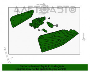 Lampa interioară pentru portbagaj stânga Audi A3 8V 15-16 4d SUA LED, uzură, fisuri pe sticlă