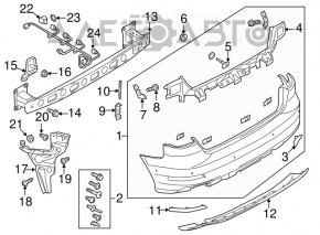 Buza bara spate Audi A3 8V 15-16 pentru 2 tevi, noua, originala OEM.