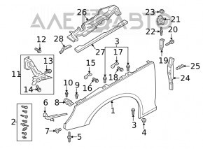 Крыло переднее левое Audi A4 B9 17-19 с кронштейнами