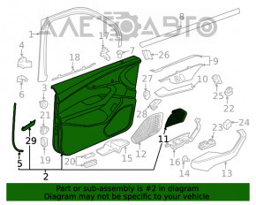 Обшивка двери карточка передняя левая Audi A4 B9 17-19 черная, накладка под алюминий