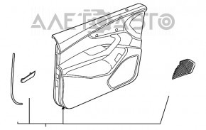 Capacul ușii, cartela din față dreapta Audi A4 B9 17-19 negru, placă sub aluminiu