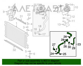 Патрубок охлаждения нижний Audi A4 B9 17- 2.0T