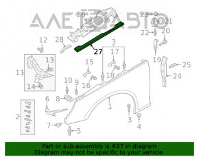 Garnitură aripă capotă - aripă stânga Audi A4 B9 17- față, fixările sunt rupte.