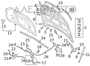 Капот голый Audi A4 B9 17- белый LY9C, сталь, тычка