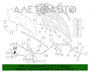 Manerul de deschidere a capotei subcapotei pentru Audi A4 B9 17- cu cabluri