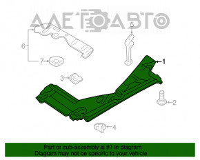 Protecția fundului spate stânga pentru Audi A4 B9 17- are prinderea ruptă.