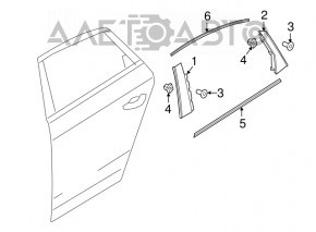 Молдинг дверь-стекло центральный задний правый Audi A4 B9 17- мат