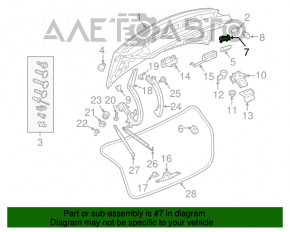 Suportul de amortizare a capacului portbagajului drept Audi A4 B9 17-18 pe capacul