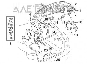 Suportul de amortizare a capacului portbagajului drept Audi A4 B9 17-18 pe capacul