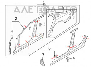 Стойка кузова центральная левая Audi A4 B9 17- отпилена