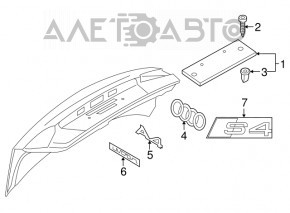 Placă de înmatriculare a capacului portbagajului Audi A4 B9 17-18