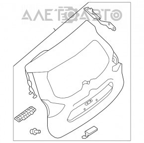 Capota portbagajului completă cu geam Nissan Rogue 17-20 argintiu K23, cu ornamente, cu embleme, (SL), cu senzori de înclinare, cu cablaj