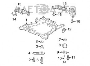 Șuruburile de fixare a suportului de subramă frontală, 2 bucăți, Honda Accord 13-17, 150 mm.