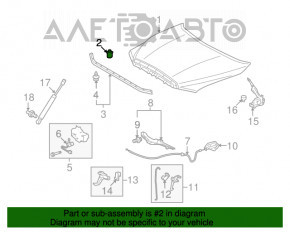 Отбойник капота правый Toyota Highlander 14-19