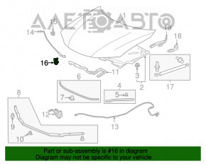 Suportul de prindere a barei de sprijin a capotei pentru Honda Accord 13-17, nou, original OEM.