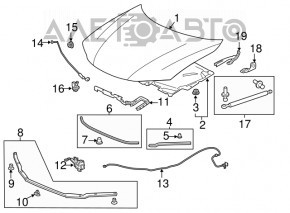 Suportul de prindere a bățului de susținere a capotei Honda CRV 12-16, nou, original OEM