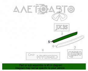 Молдинг двери багажника верхний Infiniti JX35 QX60 16- рест, хром