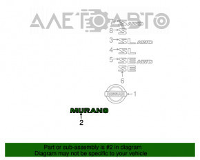 Emblema cu inscripția MURANO pentru portiera portbagajului Nissan Murano z50 03-08